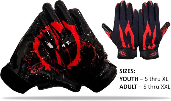 Ninja Stealth Football Receiver Gloves Back and Front