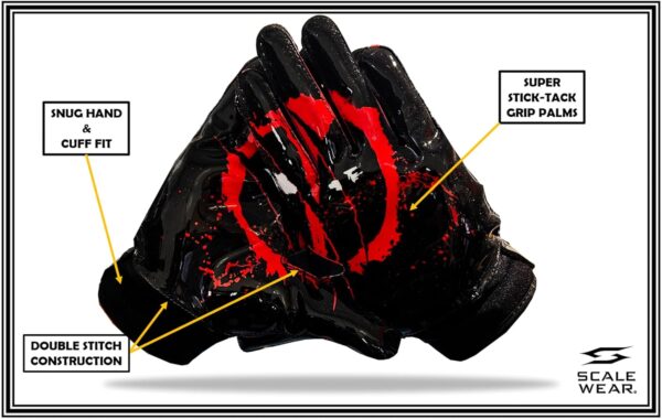 Ninja Stealth Football Receiver Gloves - Image 2