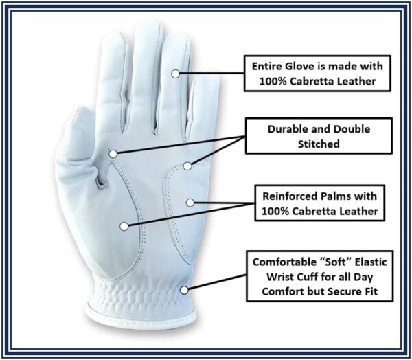 Golf Glove White Front of Hand