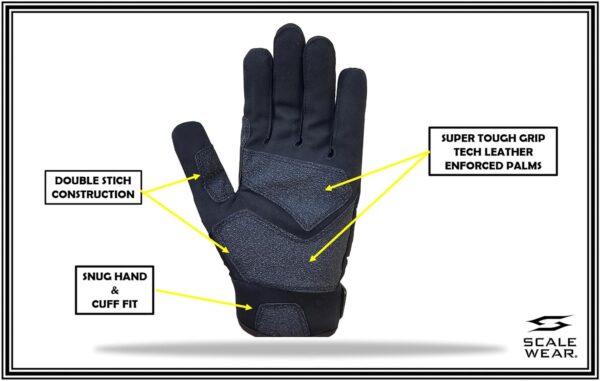 Stealth Black Padded Lineman Football Gloves - Black - Front of Hand