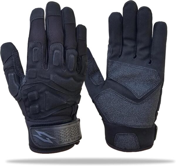 Stealth Black Padded Lineman Football Gloves - Black - Main Image