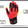 Stealth Black Padded Lineman Football Gloves - Red - Back of Hand