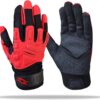 Stealth Black Padded Lineman Football Gloves - Red - Main Image