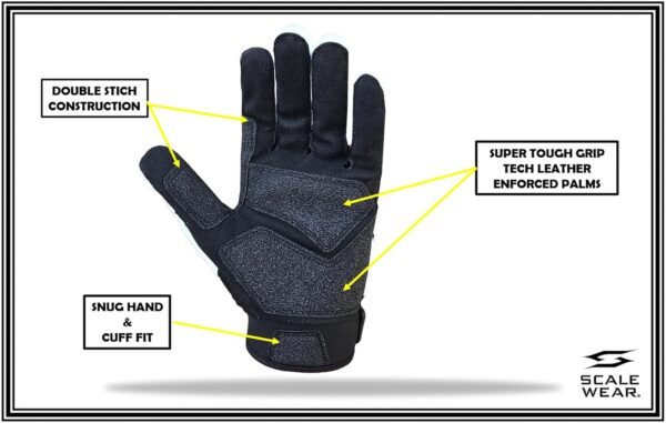 Stealth Padded Football Lineman Gloves - White on Black - Image 3