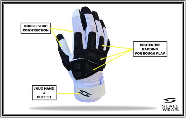 Stealth Padded Football Lineman Gloves - Black on White - Image 2