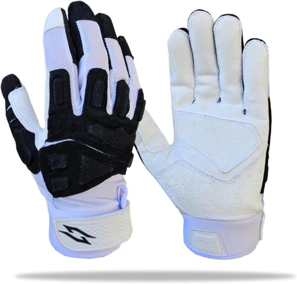 Stealth White Padded Lineman Football Gloves - Black - Main Image