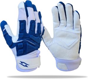 Stealth White Padded Lineman Football Gloves - Blue - Main Image