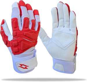 Stealth White Padded Lineman Football Gloves - Red - Main Image