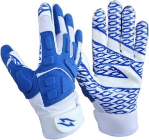 Stealth White Padded Receiver Football Gloves - Blue - Main Image