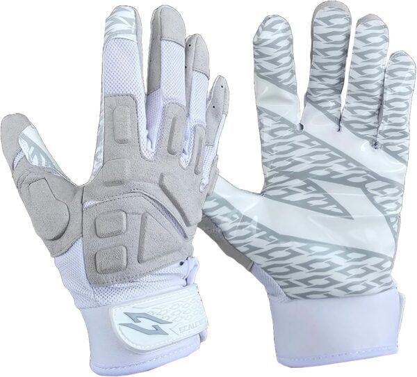 Stealth White Padded Receiver Football Gloves - White - Main Image