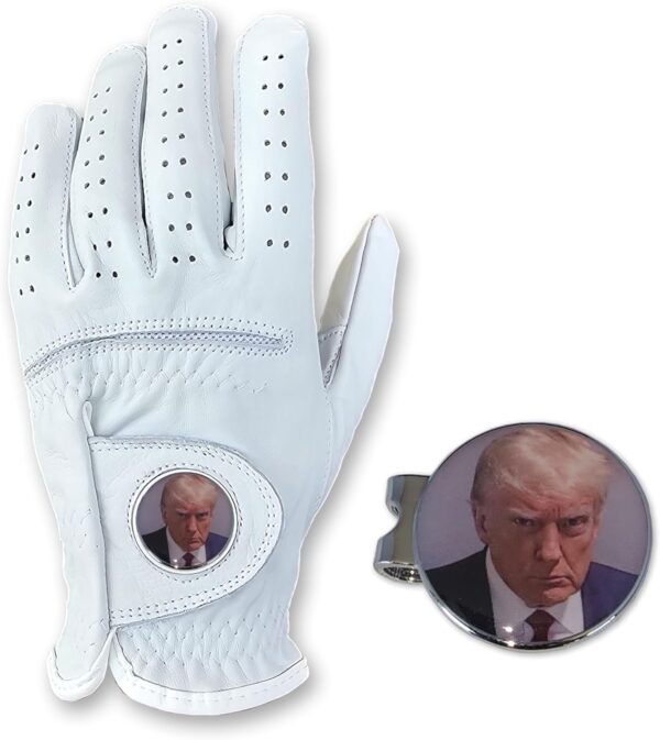 Trump Mugshot Hat Clip and Ball Marker Golf Glove