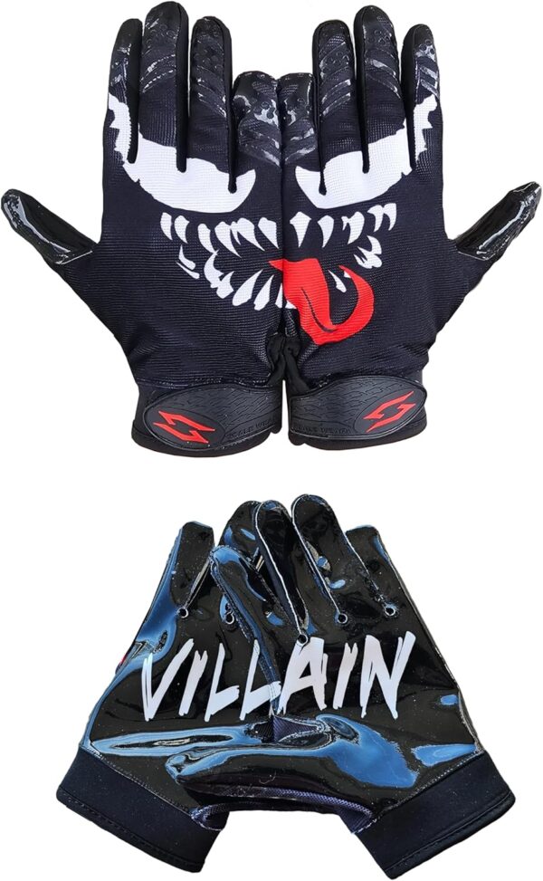 Villain Football Receiver Gloves Front and Back