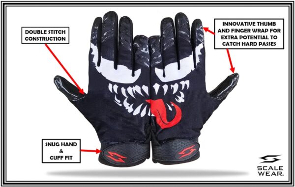 Villain Football Receiver Gloves Back of Hand Image