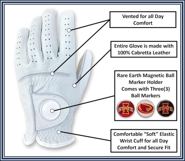 Cyclones Golf Glove Back of Hand with Info