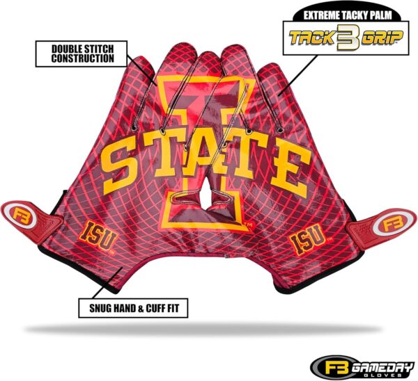 Iowa State Cyclones Football Receiver Gloves - Red - Front of Hand