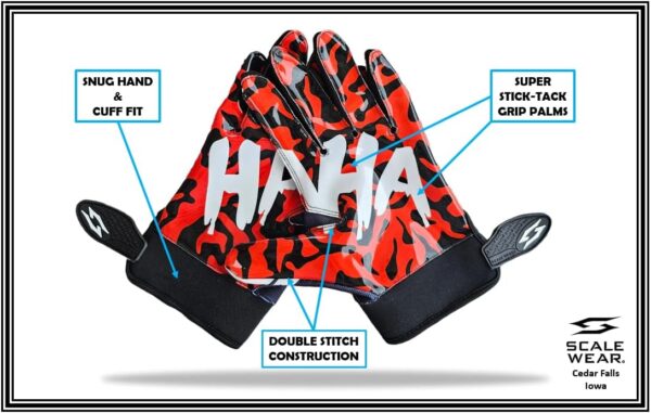 Joker Receiver Football Glove Black Front of Hand