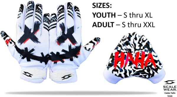 Joker Receiver Football Glove White X Front and Back