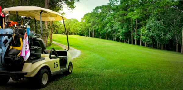 Shocker Golf Towel on Golf Cart