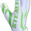 Stealth White Receiver Football Gloves - No Pad - Lime - Back of Hand
