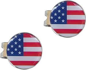 USA Flag Hat Clip with Magnetic Ball Marker 2 Pack