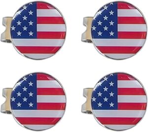 USA Flag Hat Clip with Magnetic Ball Marker 4 Pack