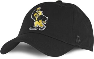 University of Iowa Hawkeyes Baseball Hats- Mascot - Black - Hat - Main