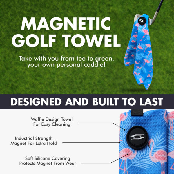 Golf Towel - Flamingo Blue Palms 4