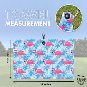 Flamingos and Palms Hawaiian Magnetic Golf Towel - Large 2