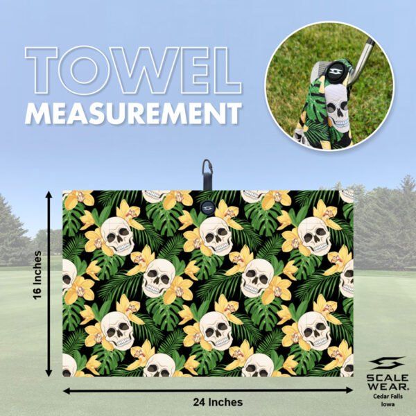 Golf Towel - Funny - Hawaiian Skulls 2