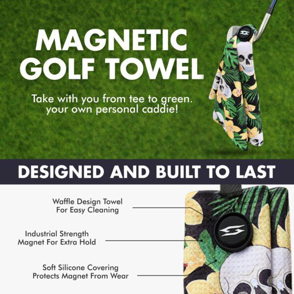 Golf Towel - Funny - Hawaiian Skulls 4