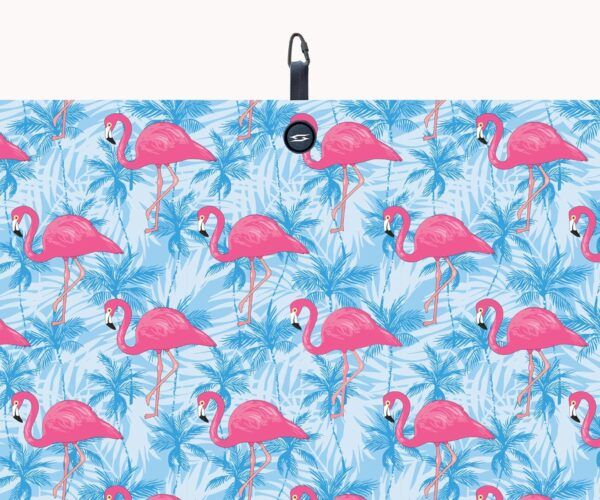 Flamingos and Palms Microfiber Golf Towel - Large Flamingo