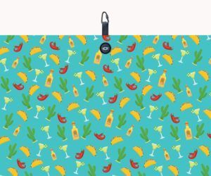 Tacos and Bananas Microfiber Golf Towels - Teal Tacos