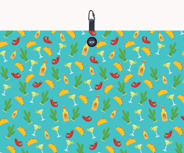 Tacos and Bananas Microfiber Golf Towels - Teal Tacos