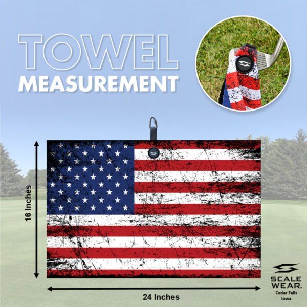 Patriotic Magnetic Microfiber Golf Towel - USA Distressed Flag 2