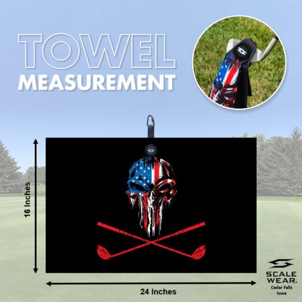 Patriotic Microfiber Golf Towel - USA Golf Skull 2