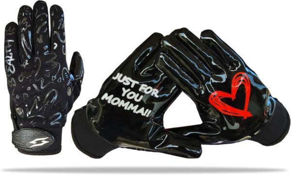 Just For You Momma Football Receiver Gloves - Black - Main Image