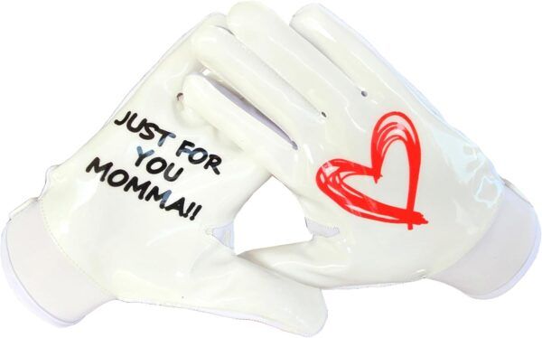 Just For You Momma Football Receiver Gloves - White - Image 3