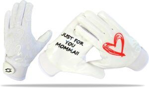 Just For You Momma Football Receiver Gloves - White - Main Image