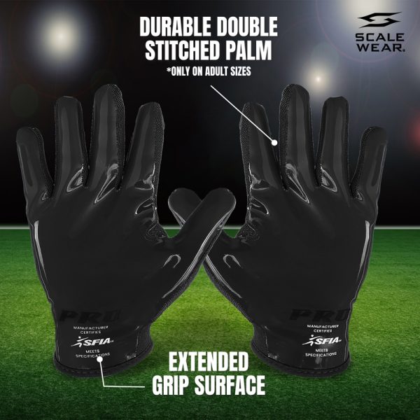 Pro Stealth Football Receiver Gloves - Black - Image 2