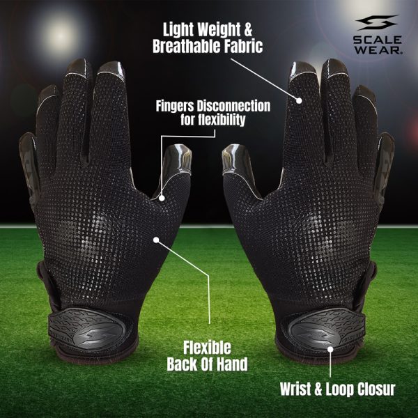 Pro Stealth Football Receiver Gloves - Black - Image 3