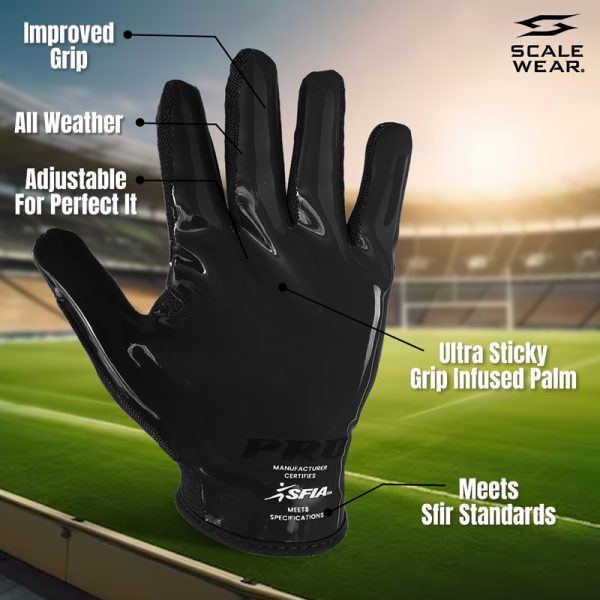 Football Gloves - Pro Stealth Receiver - Black 5