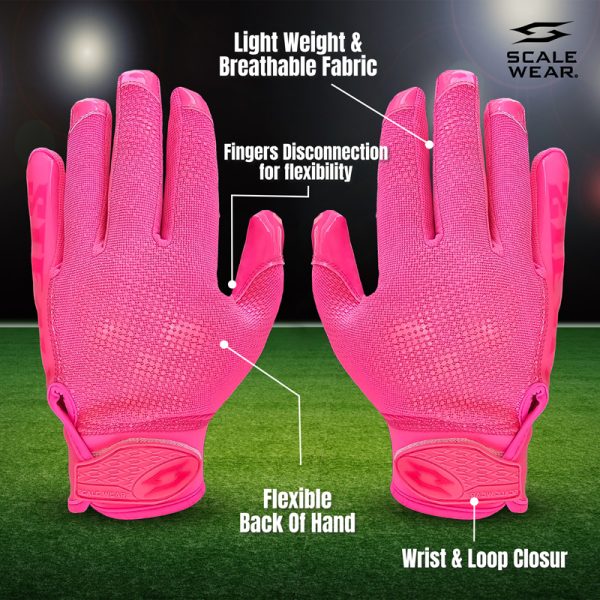 Pro Stealth Football Receiver Gloves - Pink - Image 3