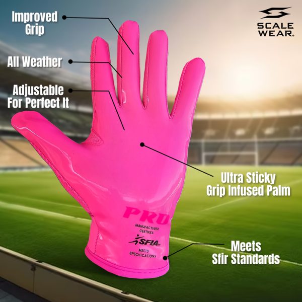 Pro Stealth Football Receiver Gloves - Pink - Image 4