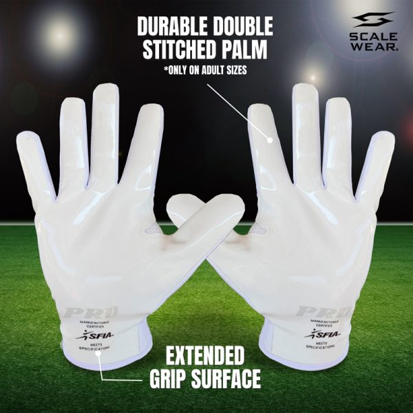 Pro Stealth Football Receiver Gloves - White - Image 2