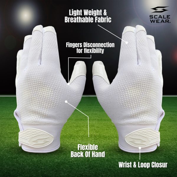 Pro Stealth Football Receiver Gloves - White - Image 3