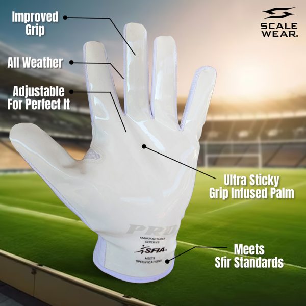 Football Gloves - Pro Stealth Receiver - White 5