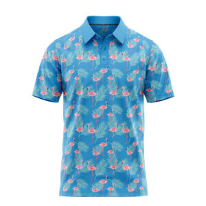 Flamingo Polo Shirt - Golf Polo Shirts - Blue - Main