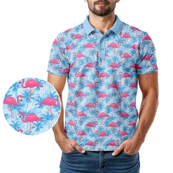 Blue Palms Flamingo Polo Shirt - Image 2