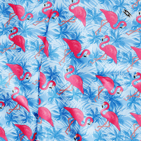 Golf Polo Shirt - Blue Palms Flamingo - Pattern