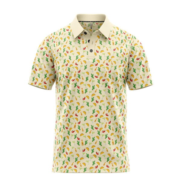 Tacos and Tequila Polo Shirt - Golf Polo Shirts - Cream - Main